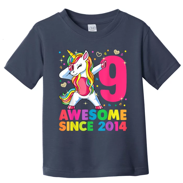 9 Years Old Unicorn Dabbing 9th Birthday Girl Unicorn Party T Toddler T-Shirt