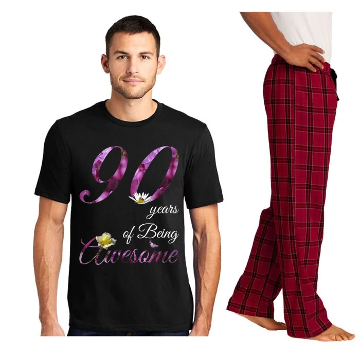 90 Year Old Shirt Awesome Floral 1933 90th Birthday Gift Pajama Set