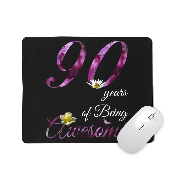 90 Year Old Shirt Awesome Floral 1933 90th Birthday Gift Mousepad