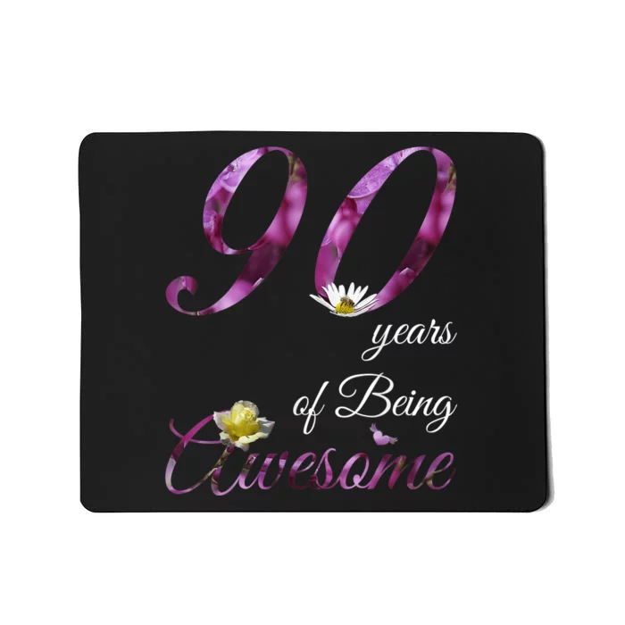 90 Year Old Shirt Awesome Floral 1933 90th Birthday Gift Mousepad