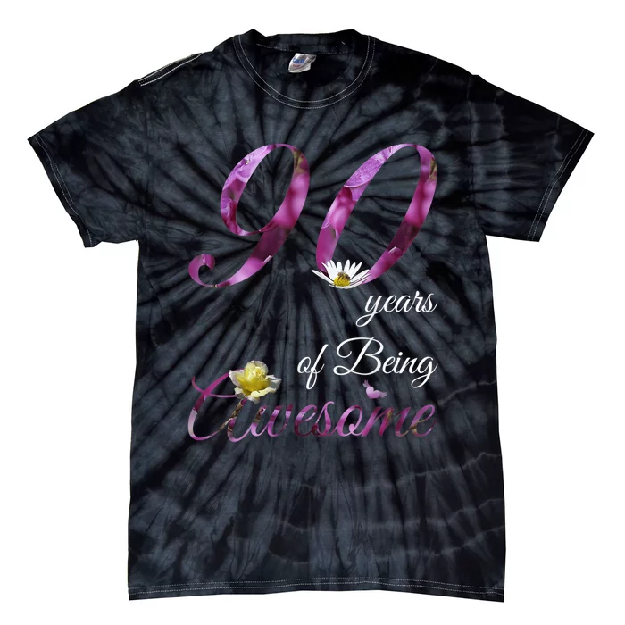 90 Year Old Shirt Awesome Floral 1933 90th Birthday Gift Tie-Dye T-Shirt