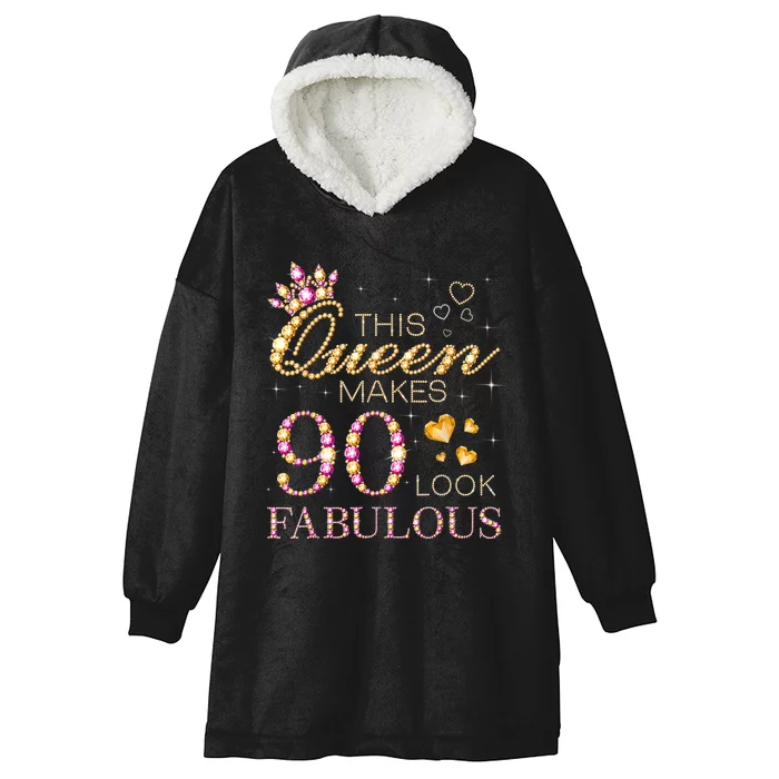 90 Years Old Gifts 90 & Fabulous Since 1933 90th Birthday Hooded Wearable Blanket