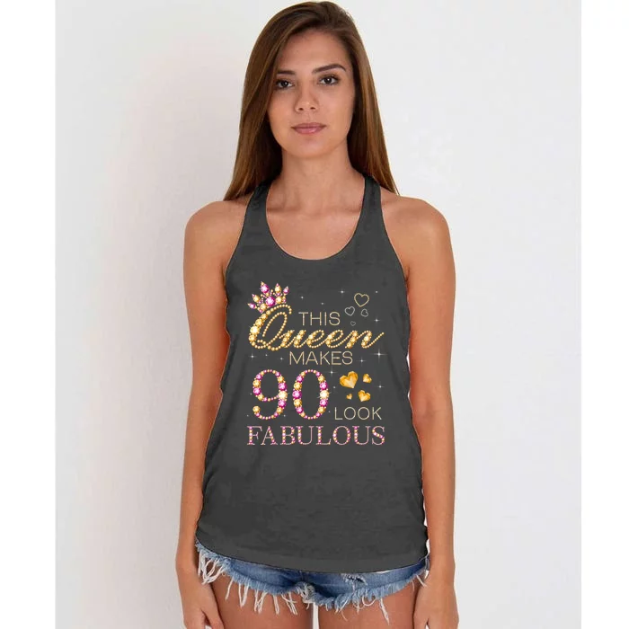 90 Years Old Gifts 90 & Fabulous Since 1933 90th Birthday Women's Knotted Racerback Tank