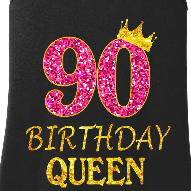 90 Years Old Birthday Queen  Shirt 90th Birthday Pink Ladies Essential Tank