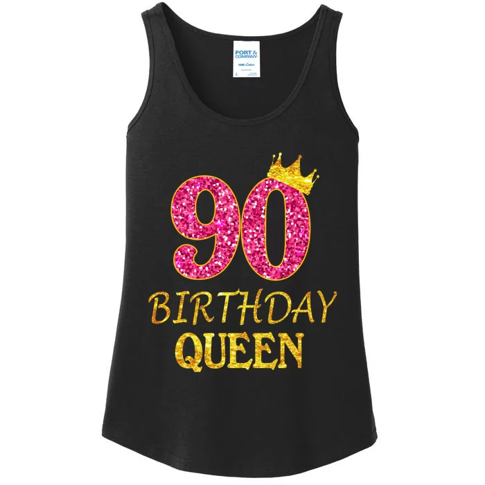 90 Years Old Birthday Queen  Shirt 90th Birthday Pink Ladies Essential Tank