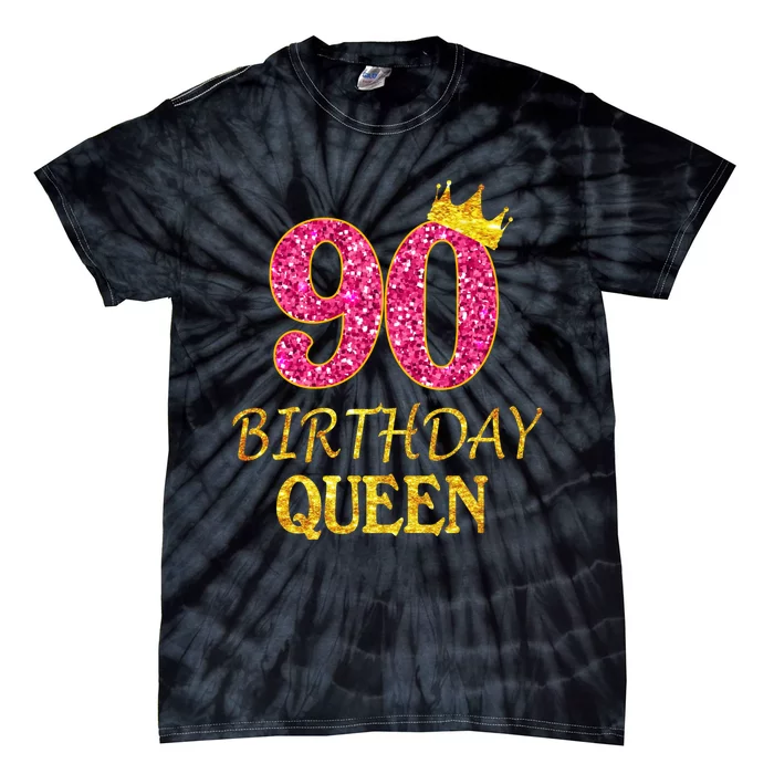 90 Years Old Birthday Queen  Shirt 90th Birthday Pink Tie-Dye T-Shirt