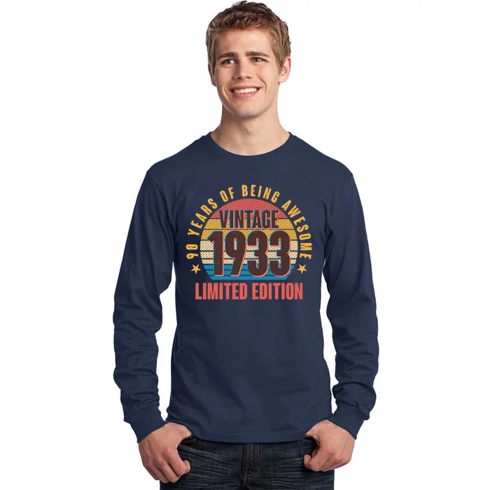 90 Years Of Being Awesome 1933 Limited Edition Vintage Retro Tall Long Sleeve T-Shirt