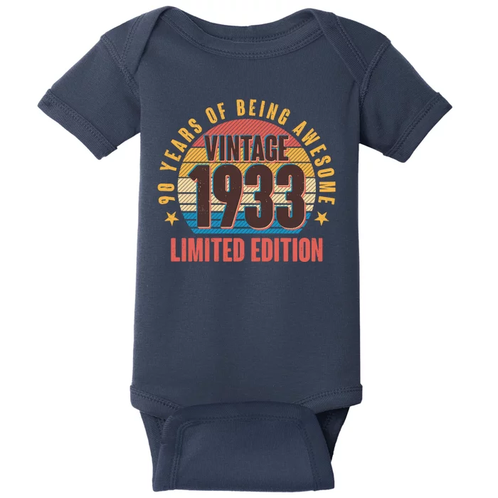 90 Years Of Being Awesome 1933 Limited Edition Vintage Retro Baby Bodysuit