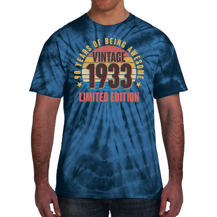 90 Years Of Being Awesome 1933 Limited Edition Vintage Retro Tie-Dye T-Shirt