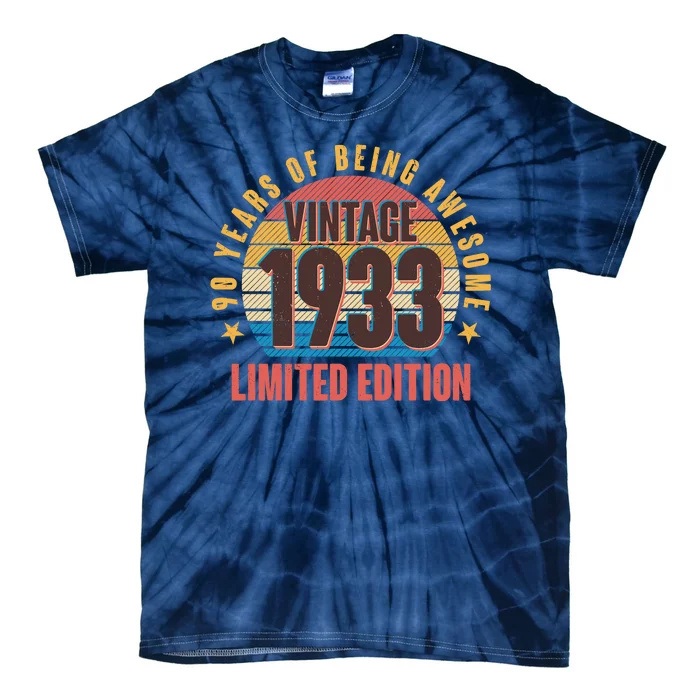 90 Years Of Being Awesome 1933 Limited Edition Vintage Retro Tie-Dye T-Shirt