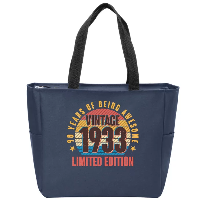 90 Years Of Being Awesome 1933 Limited Edition Vintage Retro Zip Tote Bag