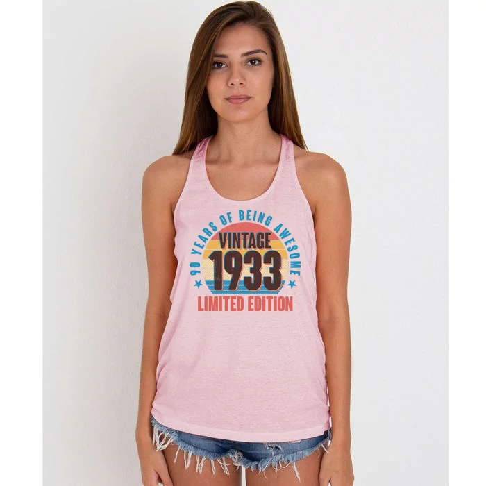 90 Years Of Being Awesome 1933 Limited Edition Vintage Retro Women's Knotted Racerback Tank