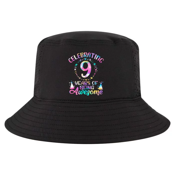 9 Years Of Being Awesome 9 Years Old 9th Birthday Tie Dye Cool Comfort Performance Bucket Hat