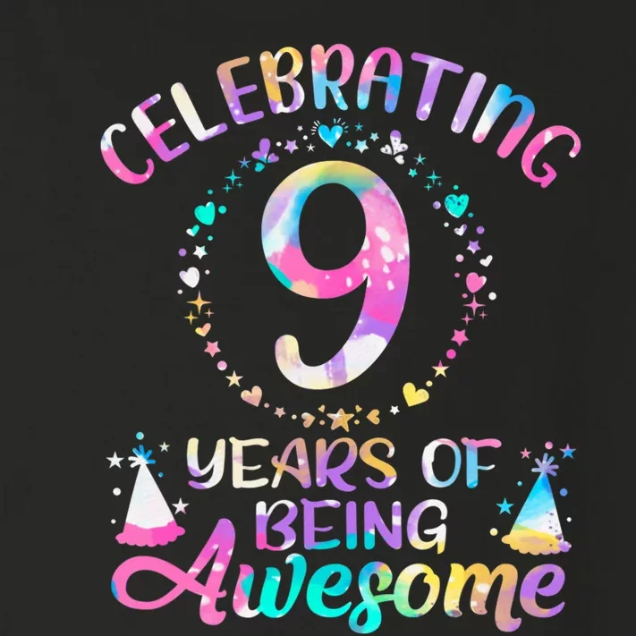 9 Years Of Being Awesome 9 Years Old 9th Birthday Tie Dye Toddler Long Sleeve Shirt