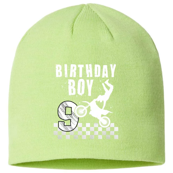 9 Year Old Birthday Motorcycle Dirt Bike 9th Bday 8 1/2in Sustainable Knit Beanie