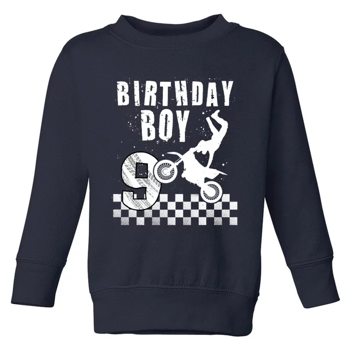 9 Year Old Birthday Motorcycle Dirt Bike 9th Bday Toddler Sweatshirt