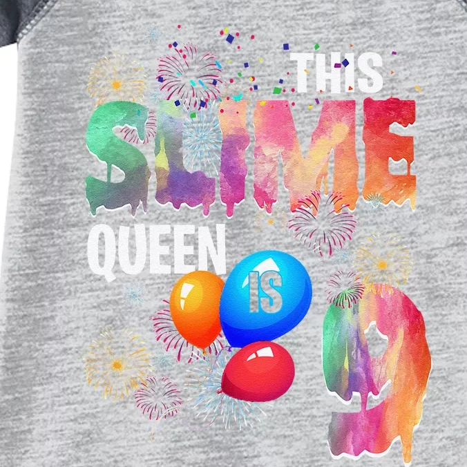 9 Year Old Gift This Slime Queen Is 9th Birthdayn Infant Baby Jersey Bodysuit