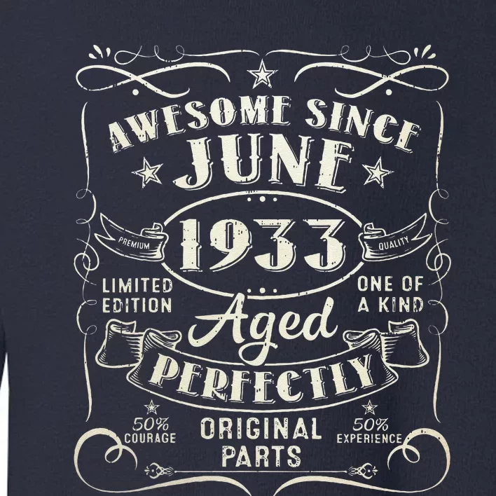 90 Year Old Awesome Since June 1933 90th Birthday Toddler Sweatshirt