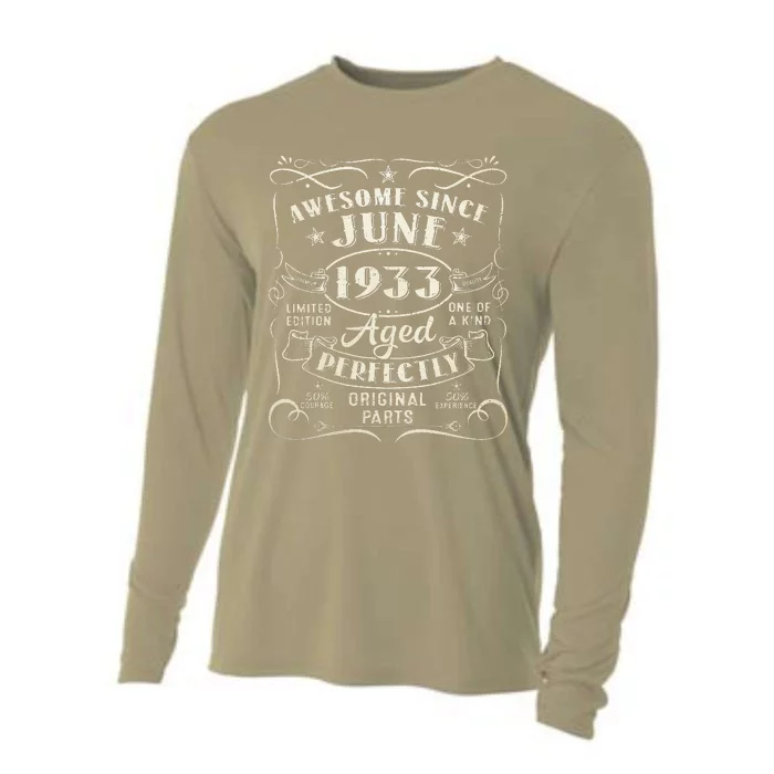 90 Year Old Awesome Since June 1933 90th Birthday Cooling Performance Long Sleeve Crew