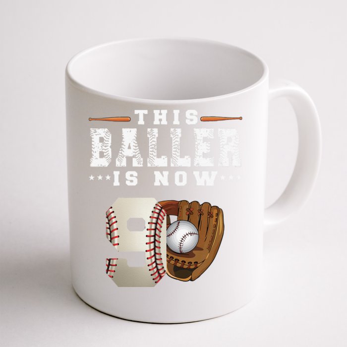 9 Years This Baller Is Now 9 Baseball 9th Birthday Front & Back Coffee Mug