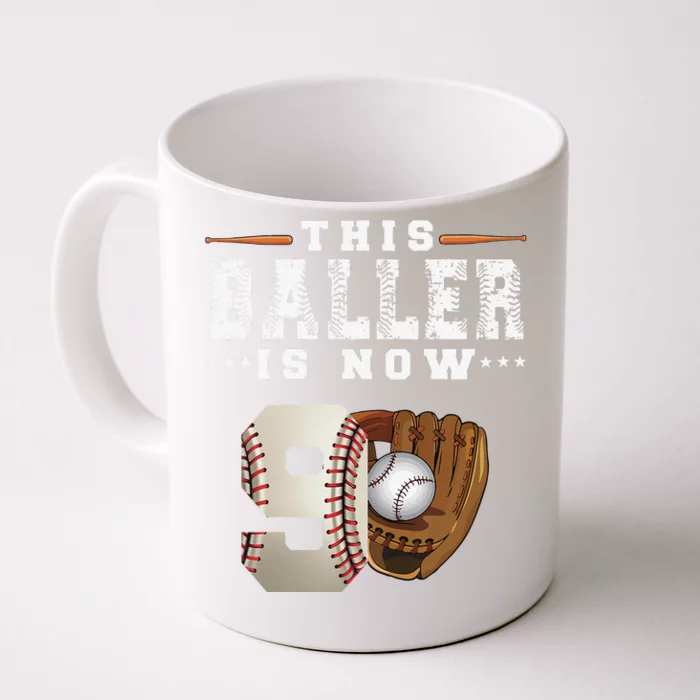 9 Years This Baller Is Now 9 Baseball 9th Birthday Front & Back Coffee Mug