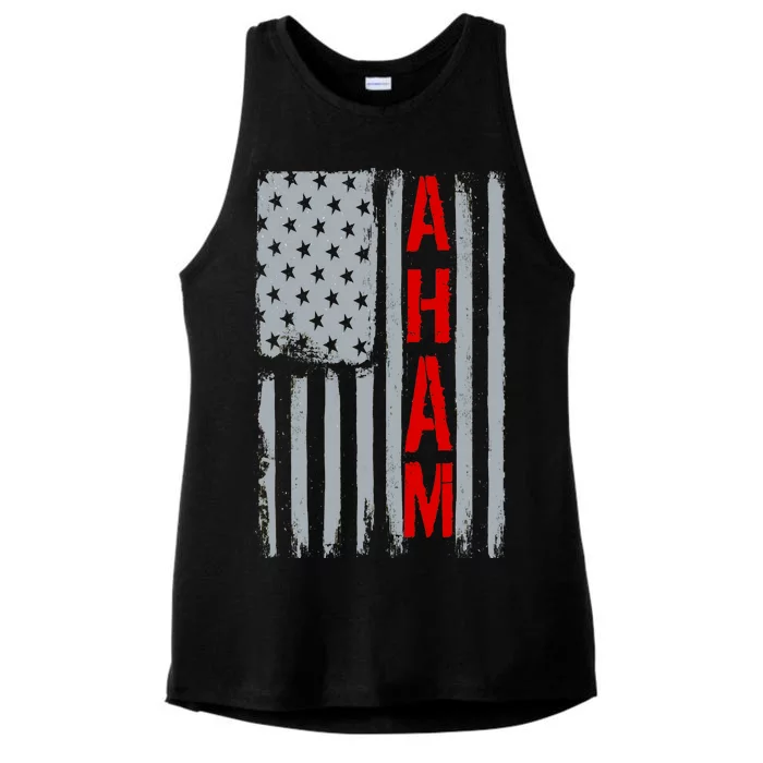 A. Ham Hamilton USA Vintage Flag Ladies Tri-Blend Wicking Tank