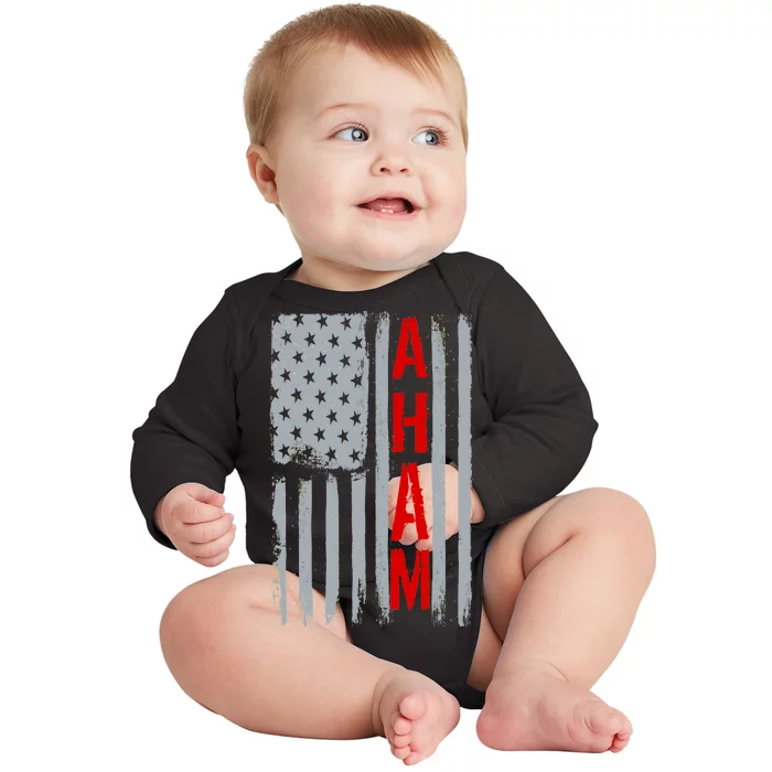 A. Ham Hamilton USA Vintage Flag Baby Long Sleeve Bodysuit