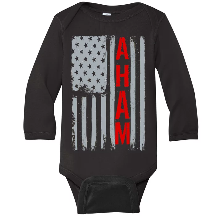 A. Ham Hamilton USA Vintage Flag Baby Long Sleeve Bodysuit