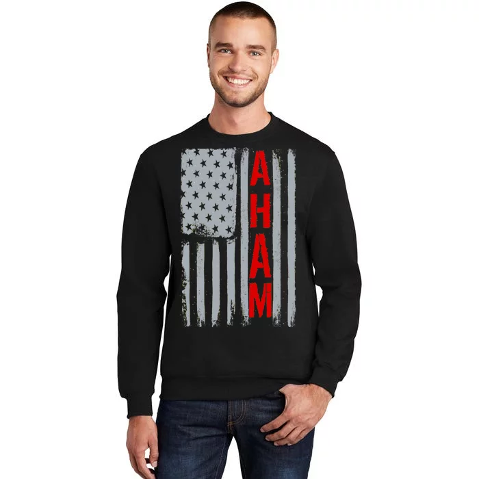 A. Ham Hamilton USA Vintage Flag Tall Sweatshirt