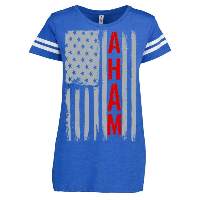 A. Ham Hamilton USA Vintage Flag Enza Ladies Jersey Football T-Shirt