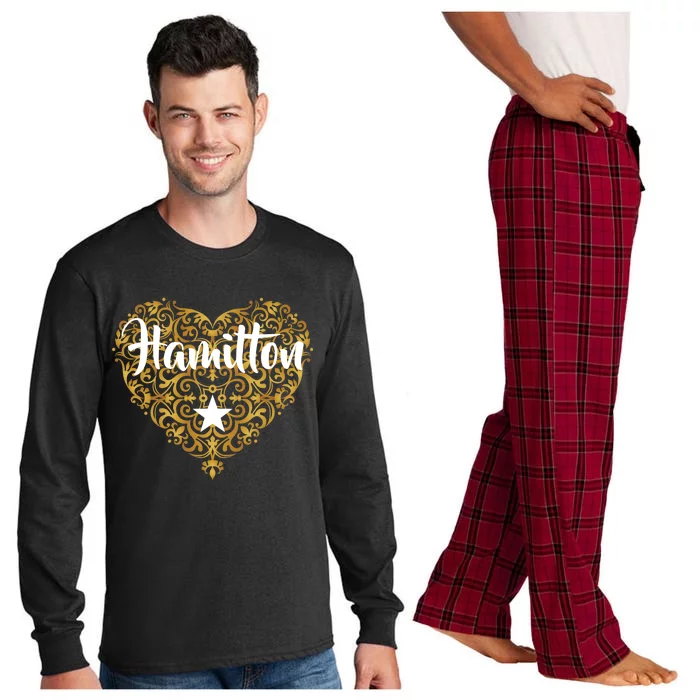 A. Hamilton Golden Heart Long Sleeve Pajama Set