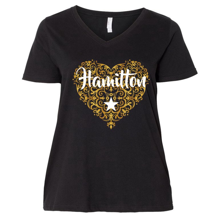 A. Hamilton Golden Heart Women's V-Neck Plus Size T-Shirt