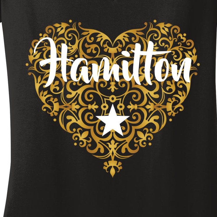 A. Hamilton Golden Heart Women's V-Neck T-Shirt