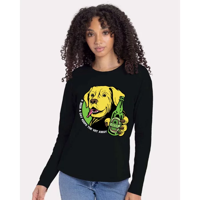 A Beer A Day Keeps The Vet Away Dog Womens Cotton Relaxed Long Sleeve T-Shirt