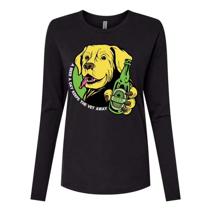 A Beer A Day Keeps The Vet Away Dog Womens Cotton Relaxed Long Sleeve T-Shirt