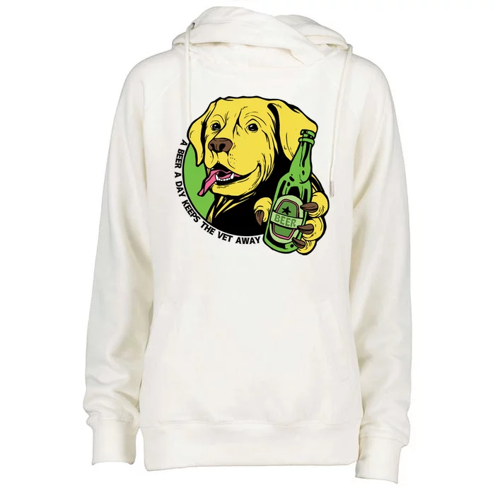 A Beer A Day Keeps The Vet Away Dog Womens Funnel Neck Pullover Hood