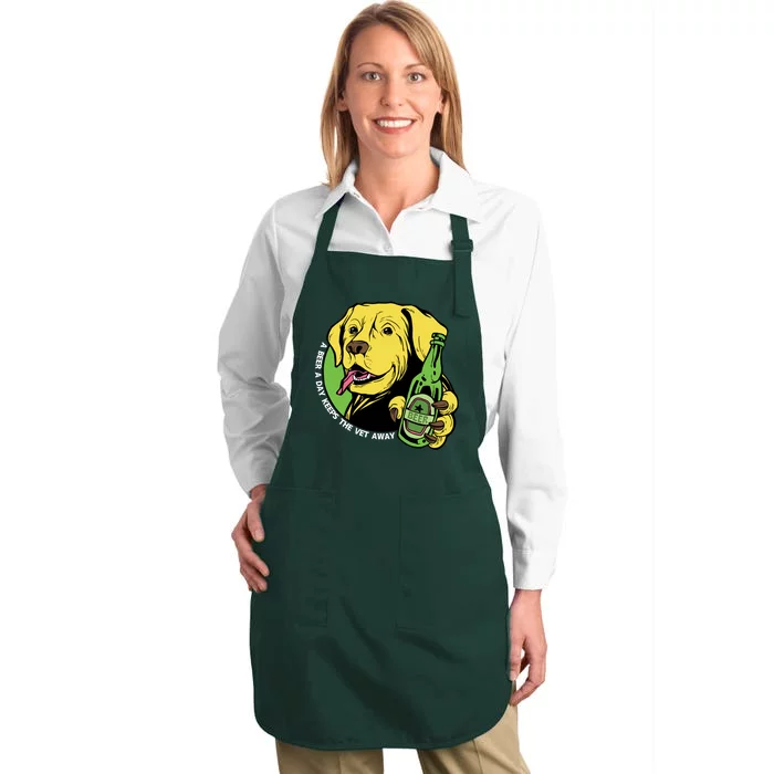 A Beer A Day Keeps The Vet Away Dog Full-Length Apron With Pocket