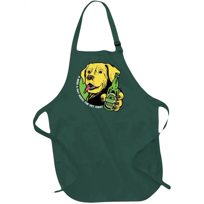 A Beer A Day Keeps The Vet Away Dog Full-Length Apron With Pocket