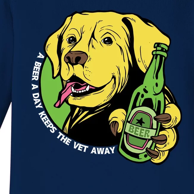 A Beer A Day Keeps The Vet Away Dog Baby Long Sleeve Bodysuit