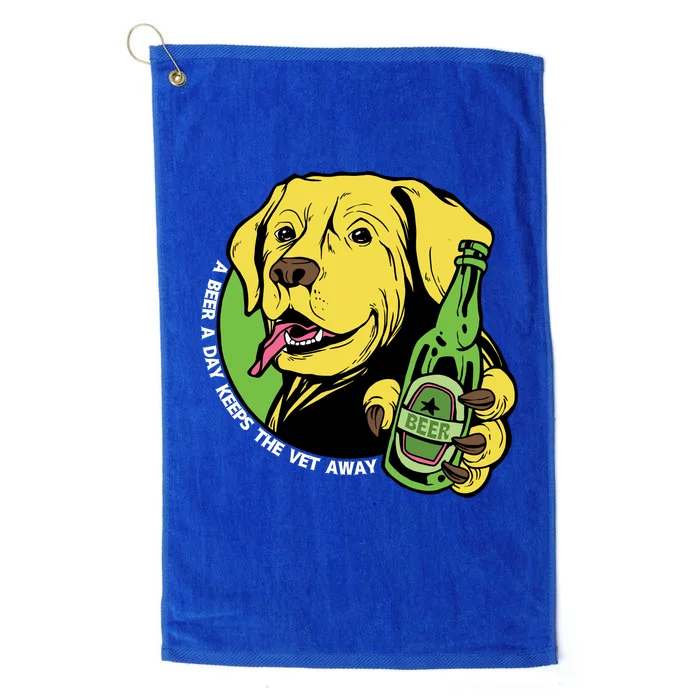 A Beer A Day Keeps The Vet Away Dog Platinum Collection Golf Towel