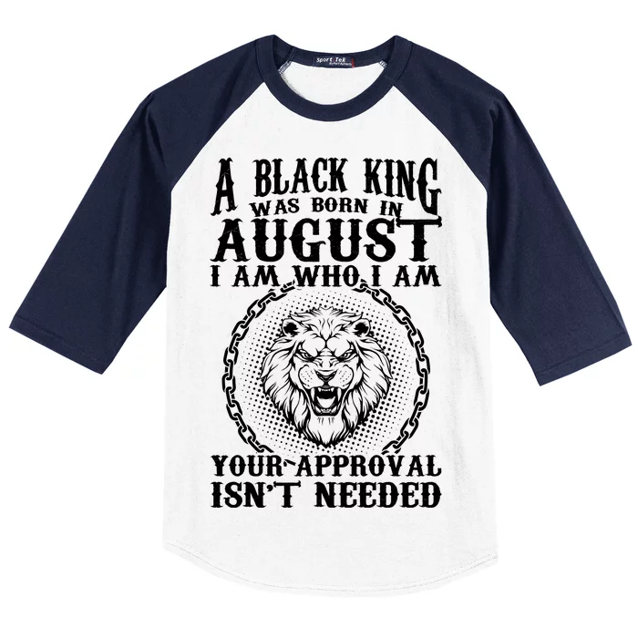 A Black King Was Born In August Birthday Lion Baseball Sleeve Shirt