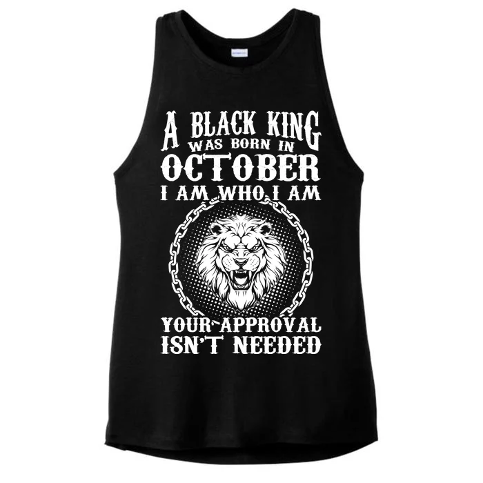 A Black King Was Born In October Birthday Lion Ladies Tri-Blend Wicking Tank