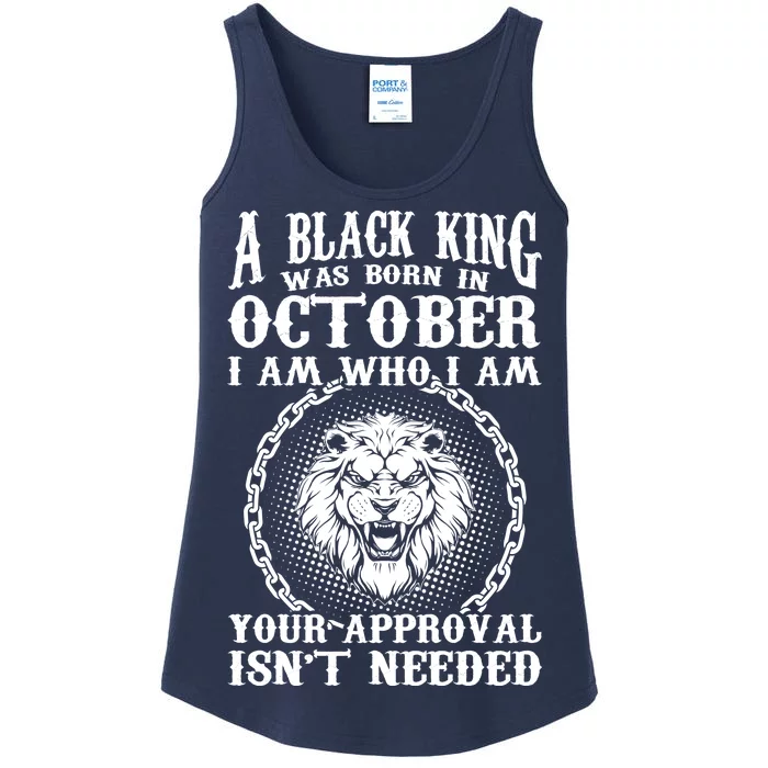 A Black King Was Born In October Birthday Lion Ladies Essential Tank