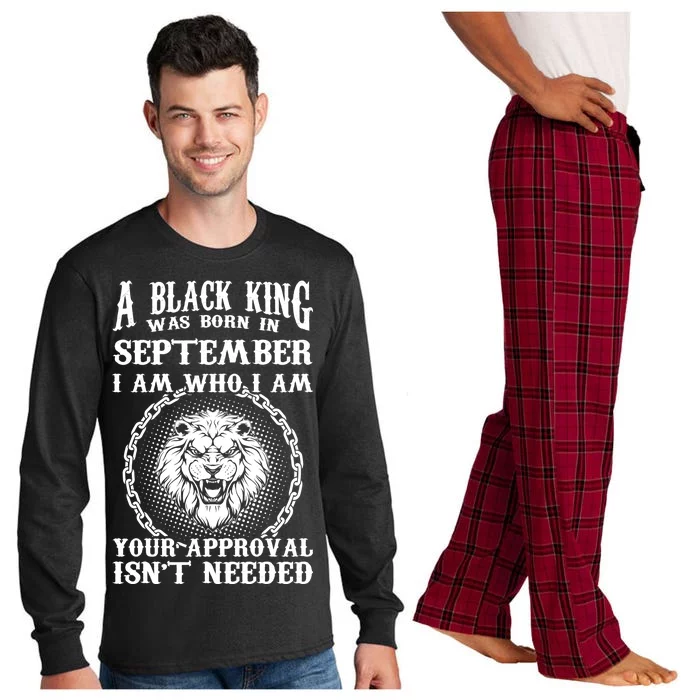 A Black King Was Born In September Birthday Lion Long Sleeve Pajama Set