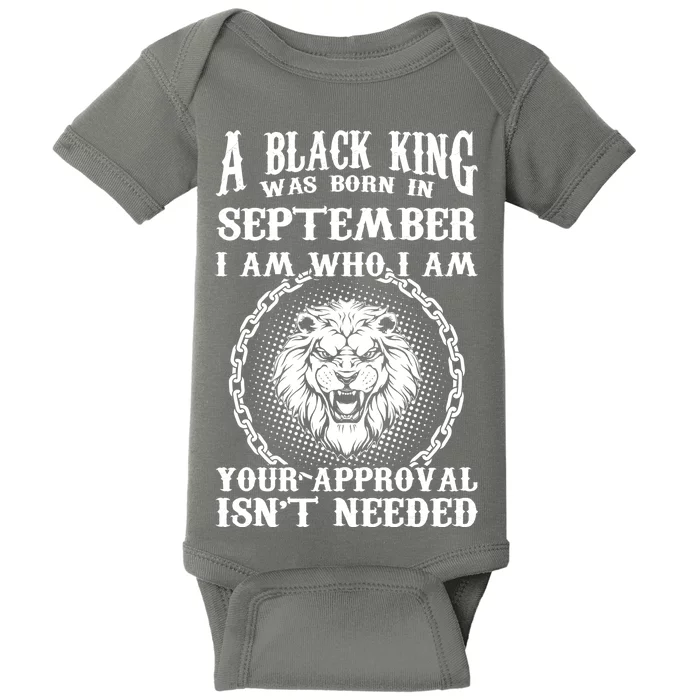 A Black King Was Born In September Birthday Lion Baby Bodysuit