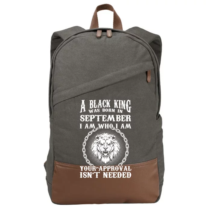 A Black King Was Born In September Birthday Lion Cotton Canvas Backpack