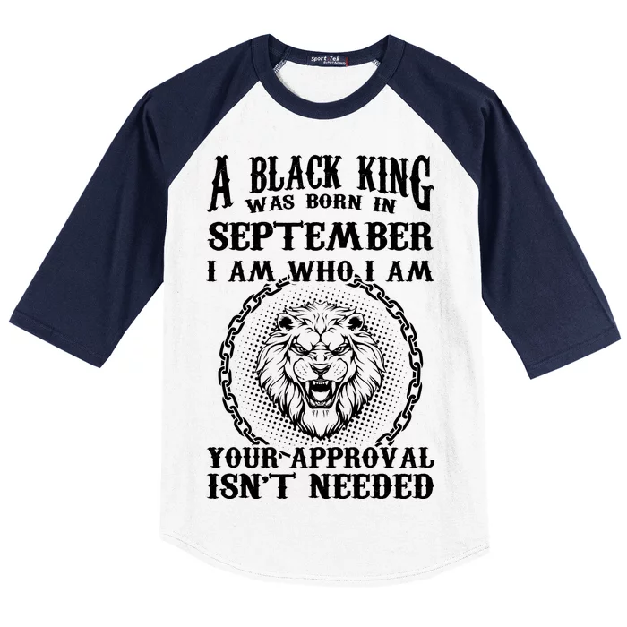 A Black King Was Born In September Birthday Lion Baseball Sleeve Shirt