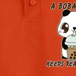 A Boba A Day Keeps The Reality Away Cute Panda Dry Zone Grid Performance Polo