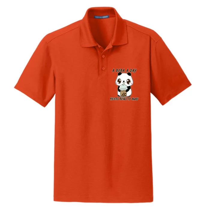 A Boba A Day Keeps The Reality Away Cute Panda Dry Zone Grid Performance Polo