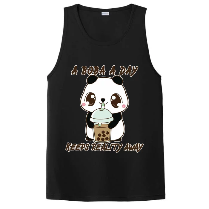 A Boba A Day Keeps The Reality Away Cute Panda Performance Tank